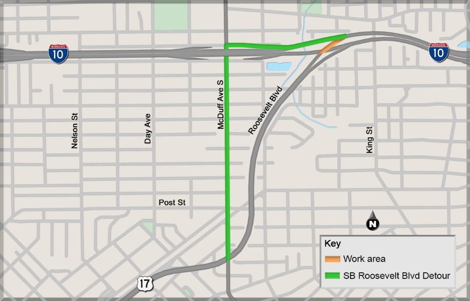 I10 West Exit to Roosevelt Boulevard Detour Planned McDuff Avenue