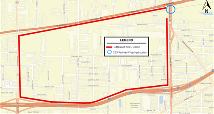 CSX Railroad Crossing Extended Detour Edgewood Avenue at Beaver Street